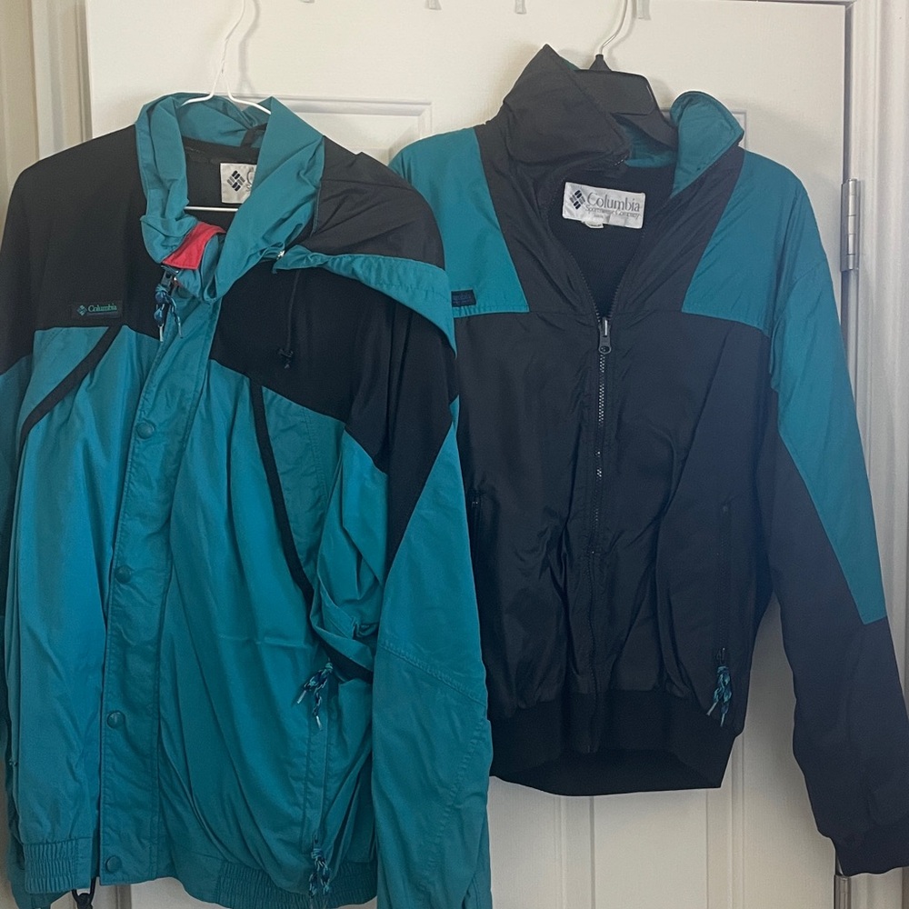 Columbia Turquoise and Black Outdoor Jackets